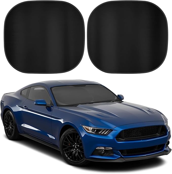 BDK 2PC Metallic Black Car Window Sun Shade Auto Shade for Windshield Visor, Block UV Reflect Heat to Keep Your Car SUV Truck, 31.75" x 28.75"