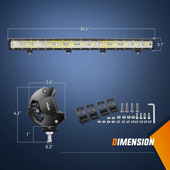 Nilight 37Inch 780W LED Light Bar Triple Row Flood Spot Combo 78000LM Driving Off Road Lights with 12V Wiring Harness Kit for Truck Tractor Trailer Pickup SUV 4x4 Van Camper,2 Years Warranty