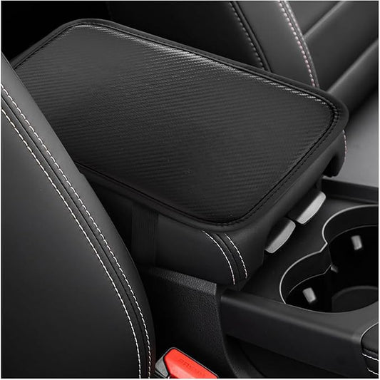 Car Center Console Cushion Pad, Universal Leather Waterproof Armrest Seat Box Cover, Comfortable Auto Armrest Cover Protector, Car Interior Decor Accessories for Most Vehicles (Carbon Fiber)