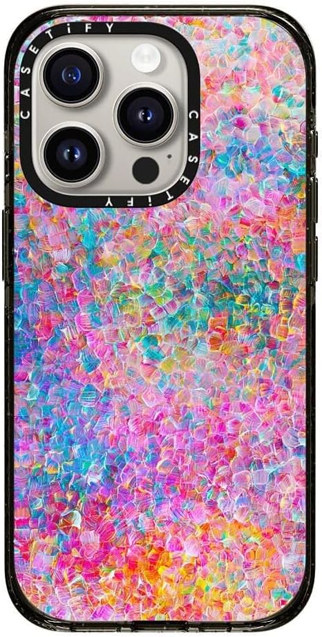 CASETiFY Impact Case for iPhone 15 Pro [4X Military Grade Drop Tested / 8.2ft Drop Protection/Compatible with Magsafe] - My Neon Summer - Clear Black