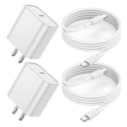USB C Charger for iPhone 17/16/15 Charger Fast Charging,20W Apple Fast USBC Wall Chargers 2Pack Type C Blocks Adapter Fast USBC Charging Cable Cord for iPhone 17 Pro Max/16Pro/15Plus/iPad Pro/Air/Mini