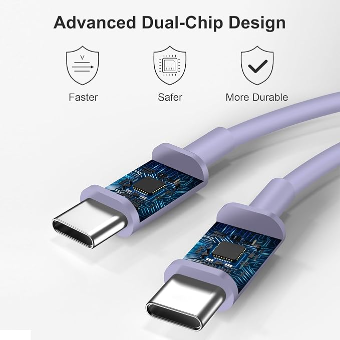 USB C Charger Type C Charger Fast Charging 10FT 45W Samsung Chargers 2-Pack with iPhone Air/17/17 Plus/17 Pro/17 Pro Max/16/16 Plus/16 Pro/16 Pro Max/15/15 Pro Max/iPad Pros/Galaxy S25 S24(Purple)