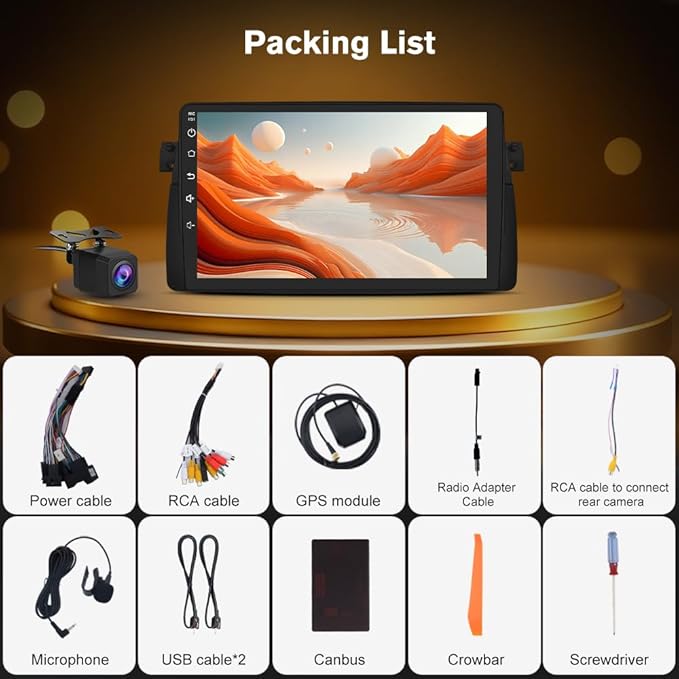 Junsun 8 Core Car Radio Stereo for BMW 3 Series E46 M3 1998-2006 with Carplay Android Auto Bluetooth FM 5GWiFi SWC Backup Camera【4G RAM+64G ROM】