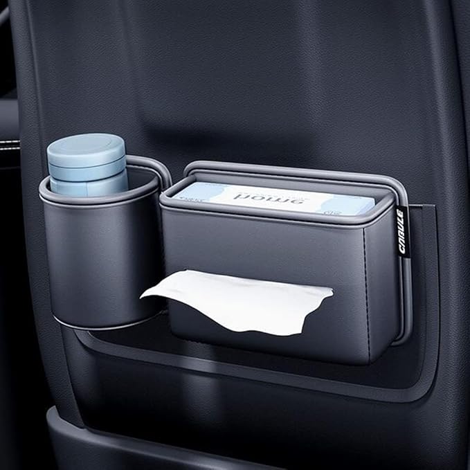 Cup& Tissue Holder for Car,Backseat Car Tissue Organizer,Car Seat Back Door Cup Holder Auto,Clip on Cup Holder,Car Cup Holder Hand Sanitizer