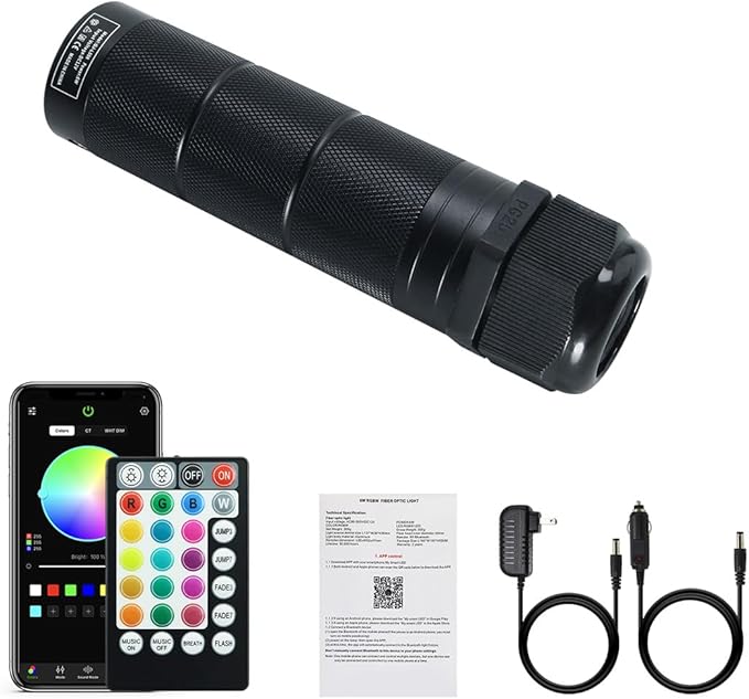 AKEPO 6W Fiber Optic Engine Driver Replacement, RGBW Lamp Beads + Music Activated + APP Control + 28-Key Remote Control for Car Headliner Star Home Star Ceiling Kit
