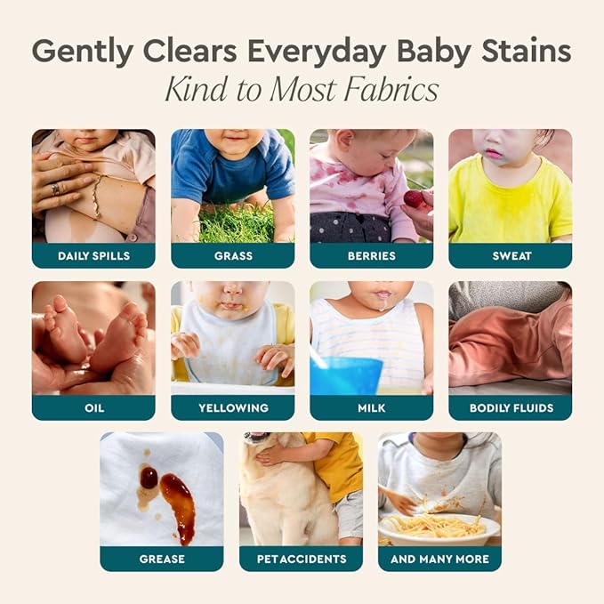 Puracy Stain Remover for Baby Clothes and Cloth Diapers, Newborn Baby Essentials Must Haves, Enzyme-Based Laundry Spray, Natural Spot and Odor Cleaner, 16 Oz