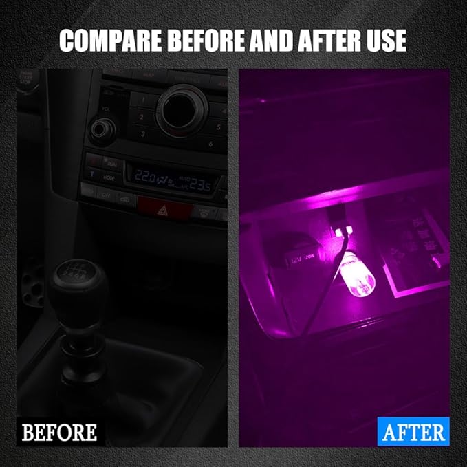 USB LED Car Interior Atmosphere Light, Auto Interior Lights, Plug-in USB Automotive Light, Universal Portable Auto Ambient Lighting Kit Car Accessories for Cars, Bedroom, Hallway (Purple)