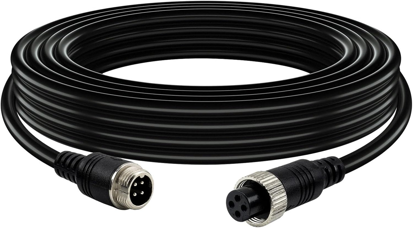 4-pin Aviation Video Extension Cable, Lonlonty Backup Camera Extension Cable for Car, Trailer, Bus, Truck Reversing Rear View Camera.(33FT/10M)