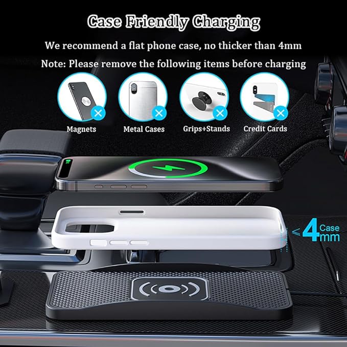 Wireless Car Charger Pad for Chevrolet Traverse 2009-2026, Type-C/USB 20W Car Wireless Charger Non-Slip Phone Charging Pad Car Accessories,B 30cm Cable USB Plug