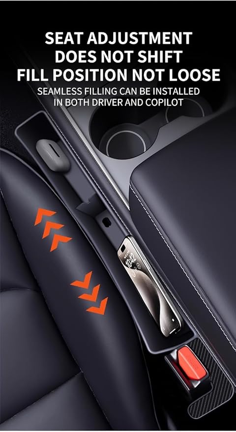 2pcs car seat Gap Filler,car seat Gap Filler Organizer, car Organizer for seat Gap with 2 Storage Areas,Carbon Black