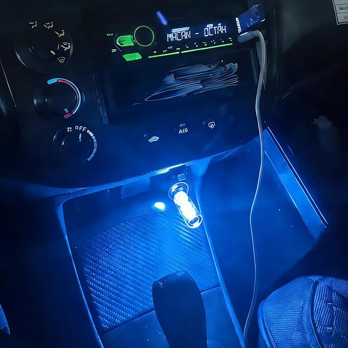 2PCS USB LED Lights for Car Interior, Mini Ambient Lighting Car Interior Lights, Touch Control Car USB Light, Decorative Night Light for Vehicle Bedroom Camping(Blue)