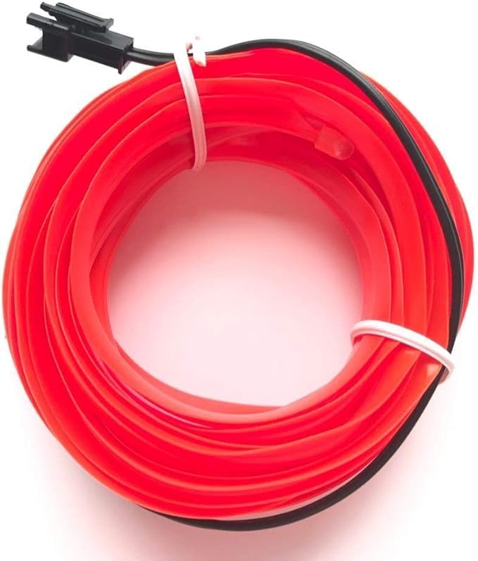 ABALDI 2m/6ft EL Wire, Neon Light with USB Inverter for Halloween Xmas Parties Indoor Outdoor Christmas Cosplay Costume(Red)