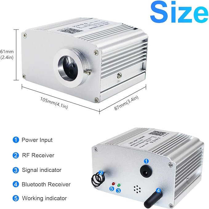 AMKI 10W Twinkle Sound Mode RGBW Light Source Engine Driver Remote/APP Control Starlight Box Motor for Fiber Optic Star Ceiling Light Kit