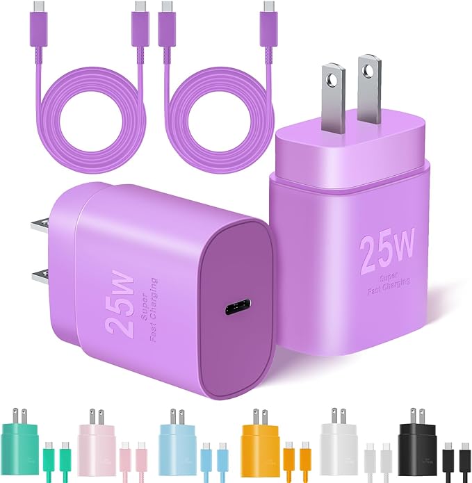 Type C Charger Fast Charging, 2Pack [10FT&6FT] Long USB C Cable with 25W Phone Super Fast Charger Block Compatible with Galaxy S25/S24/Plus/Ultra,iPhone 15/16/17/Air/Plus/Pro Max