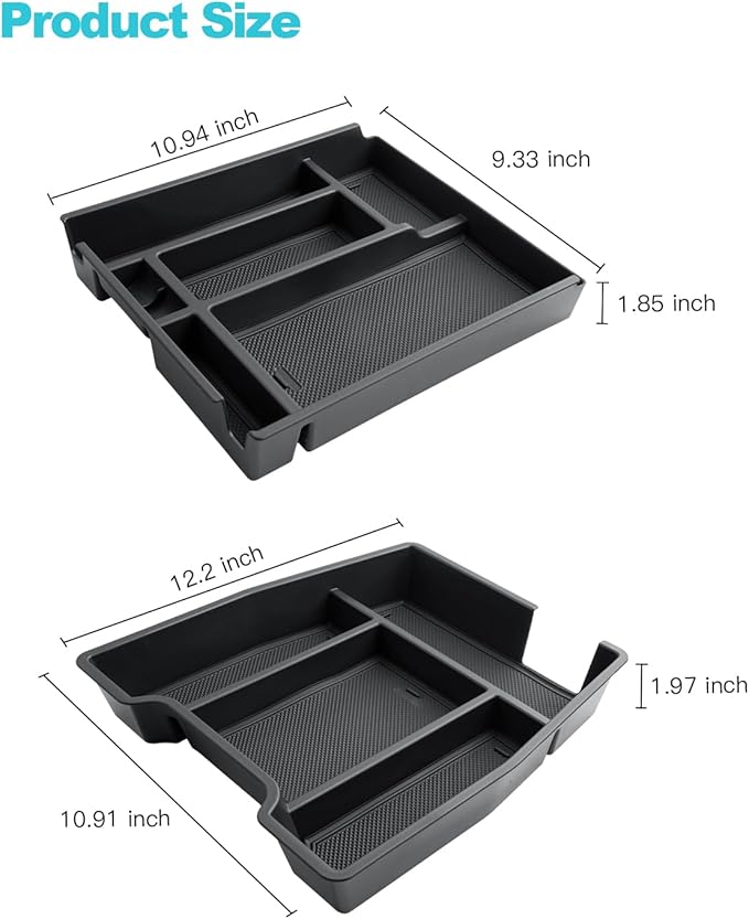 CDEFG 2PCS for Chevy Silverado Sierra Center Console Organizer for 2019-2025 2026 Chevrolet Silverado/GMC Sierra 1500/2020-2026 Silverado Sierra 2500HD 3500HD Accessory(Split-Bench Folding Seat Only)