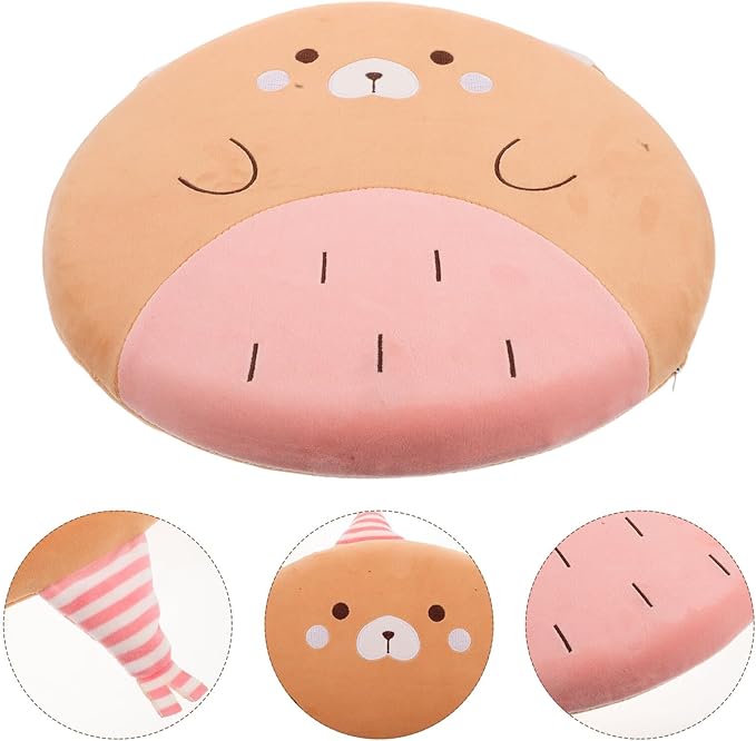 Memory Foam Car Seat Cushion and Lumbar Support Pillow, Non-Slip Back Support for Office Chair, Wheelchair, and Driving Comfort, Small Bear Design, Ergonomic Long Sitting Pad