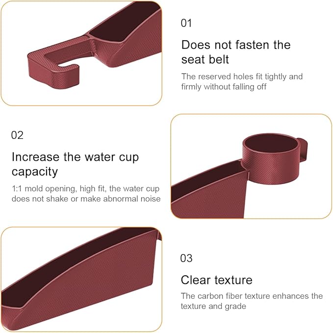2PCS Car Seat Gap Filler, Dual Slot Carbon Fiber Vehicle Side Seat Gap Organizer Strip with Cup Holder, Auto Console Guard Spacer Stop Things from Dropping, Universal Fit (Red)