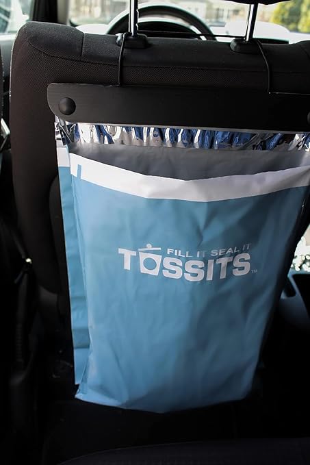Tossits Recycled Disposable Car Trash Bags – Leakproof, Smell Proof Hanging Garbage Bags for Car, Truck, SUV, RV & Vehicle – Blue, 21 Count Disposable Automotive Trash Bags
