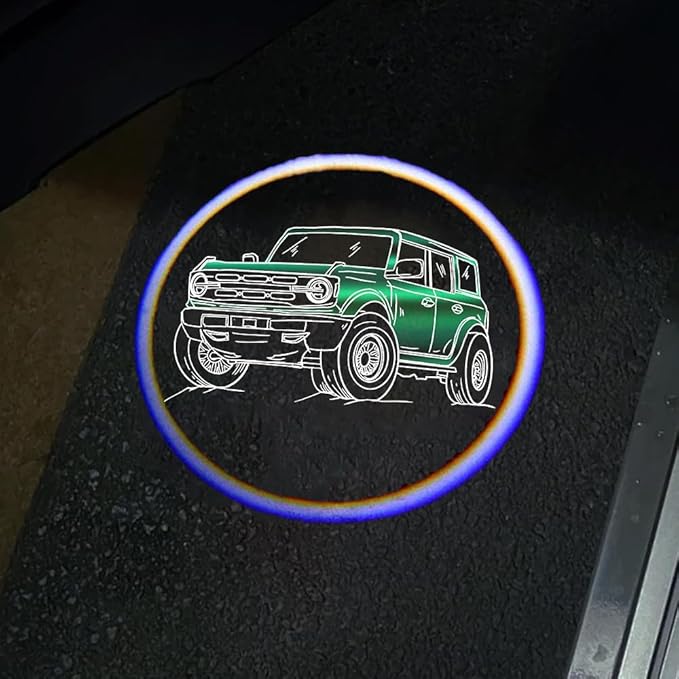 2Packs Car Door Lights Car Door Shadow Lights Projector Welcome Courtesy Lights (b-car-Green)