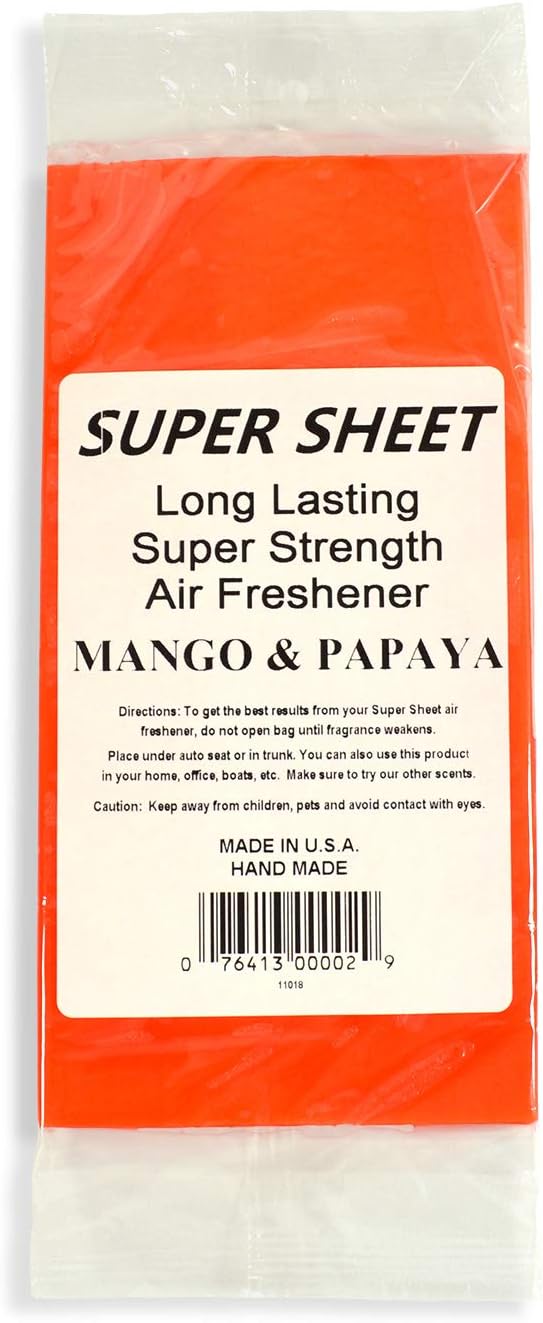 Super Sheet Small (7.5"x3.75") Under Seat Car Air Freshener (Mango and Papaya)