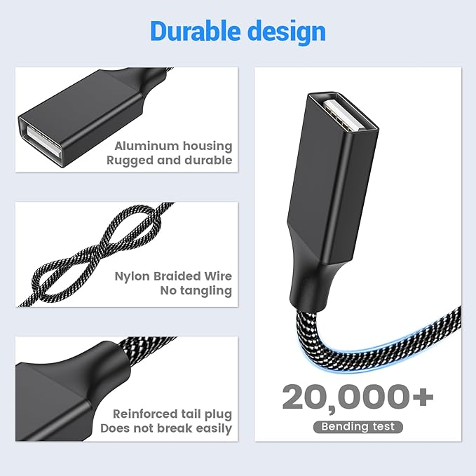 MOGOOD USB Splitter Cable, 1 in 3 Out USB Extension Cord(3FT), Type A 2.0 Multiport Adapter, Type A Male to 3 Female Compatible with Plant Light, Hard Drive, MacBook, Laptop ect