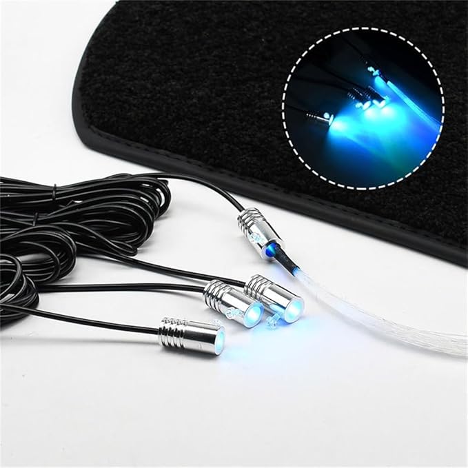 Interior Star Lights for Car, LED Starlights Floor Mats, Carpet Fiber Optic Foot Light Decoration (Set of 4)