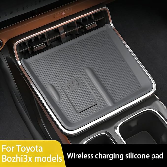 Centre Control Wireless Charging Mat for Toyota Bozhi 3X bz3x 2025 Full Cover pad Non-Slip Silicone Mat Wireless Charger Mat Accessories (Black)