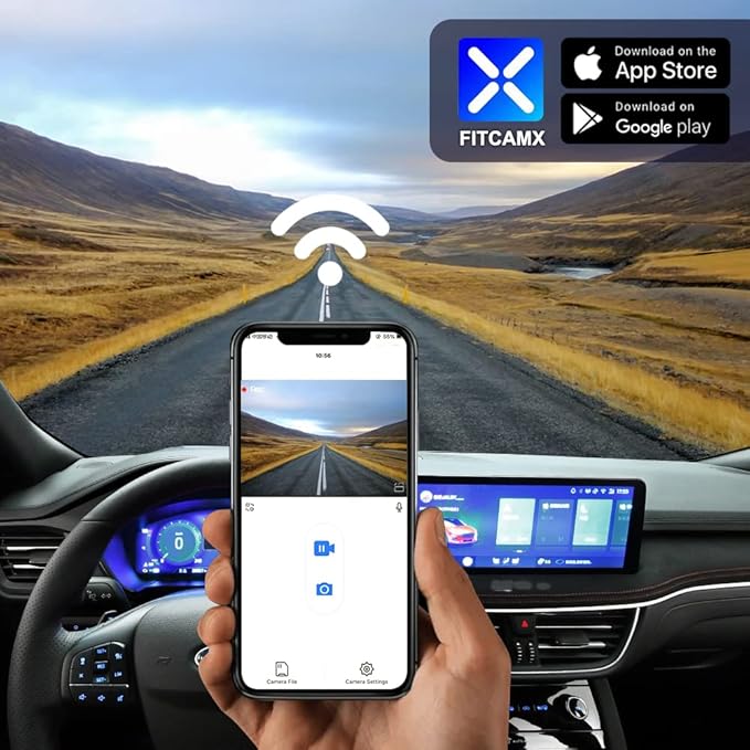 Fitcamx 4K Front and 1080P Rear Dash Cam Compatible with Ford Escape Explorer & Lincoln Aviator Nautilus Navigator Corsair, OEM Factory Look, Built-in WiFi, Dual Loop Recording, G-Sensor, 128GB Card