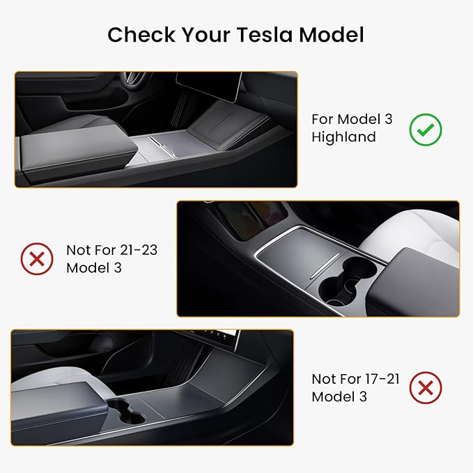 BANKKY 6PCS Center Console Organizer Tray for Tesla Model 3 Highland 2024 2025 Car Accessories with Armrest Storage Tray, Hidden Storage Box, Cup Holder Insert, Camera Privacy Cover, Glove Box Hook