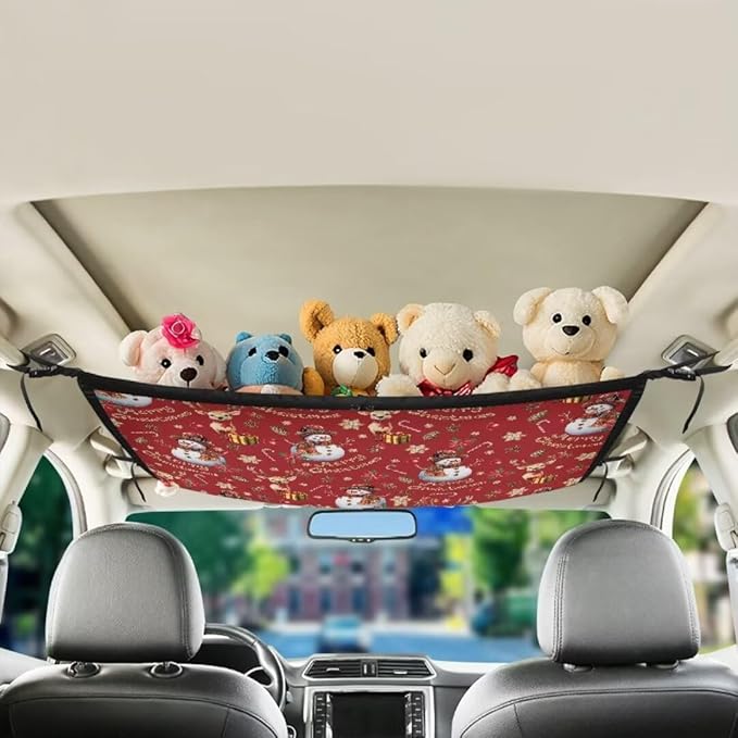 Snowflake Snowman Car Roof Storage Bag Car Seat Back Hanging Bag All Car Storage Organizers One-Size-Fits Tidy Pouch Pocket Storage for Small Items