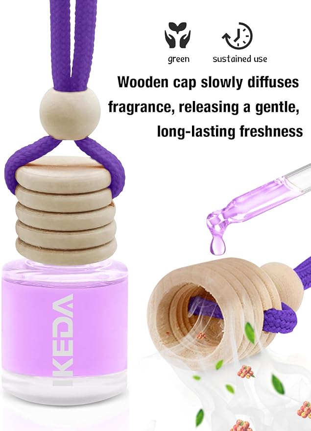Ikeda Car Air Freshener: Hanging Car Smell Air Freshener | 10ml Hanging Car Perfume | Long Lasting Fragrance | Strong Scents Diffuser for Auto Home (Peach|Circular)