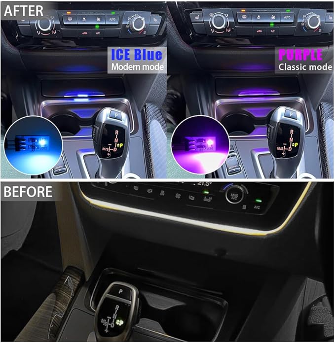 NJSBYL 1X Interior Cup Holder Ambient Lighting Circuit Board for B-MW 2 3 4 Series X1 X2 I3 M2 M3 M4 Pre-LCI Center Console Storage Tray Dash Trim Lamp LED Blue-Purple Replacement