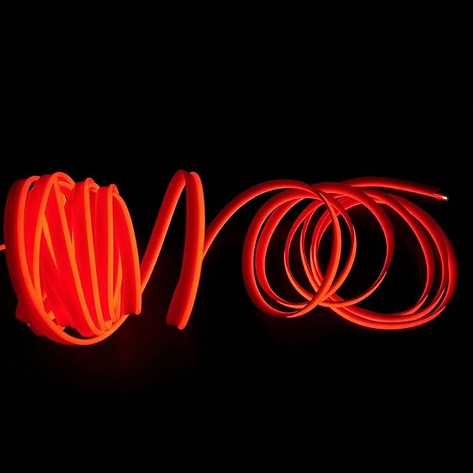 Riloer El Wire Lights for Car, Interior Neon Lights Strip Car LED Strip Light Interior for Car Garden Party Decoration, Car Ambient Lighting Kits, 3m/9.8ft Red LED