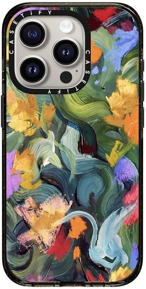 CASETiFY Impact Case for iPhone 15 Pro [8.2ft 4X Military Grade Drop Protection/Compatible with Magsafe] - in The Tulips - Clear Black