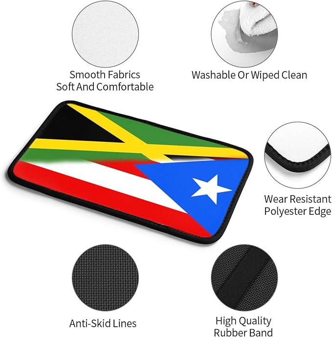 Puerto Rico Jamaica Jamaican Flag Auto Center Console Armrest Cover Car Handrail Box Cushion Pad Mat Universal Fit Most Vehicle Sedan Truck SUV Soft Comfort Decor Accessories