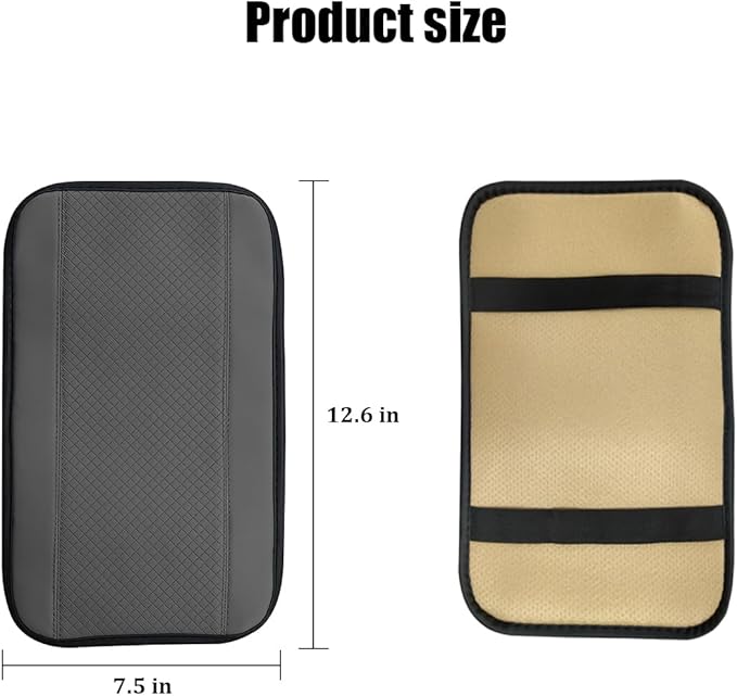 Car Center Console Cover, PU Leather Vehicle Armrest Seat Box Cover Protector, Comfortable Automotive Interior Arm Rest Cushion Pad Accessories, Universal for SUV Sedan Truck (Gray)