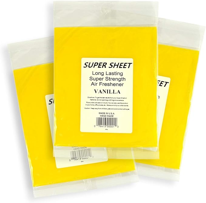 Super Sheet Large (8"x7") Under Seat Car Air Freshener, 3-PACK (Vanilla)