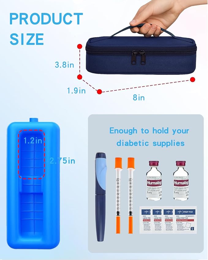 Insulin Vials Cooler Travel Case: TSA Approved Medication Diabetic Cooler for Travel, Insulated Cooling Bag for Insulin Pens, Diabetic Small Bottle Protector Kit with Protective Ice Brick