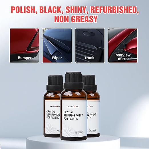 Plastics Parts Crystal Coating, 2025 New Car Crystal Coating for Car Plastic Parts, Coating Agent for Automotive Plastics, Crystals Coating Plastic Restorer, Cars Trim Restorer with Sponge (2)