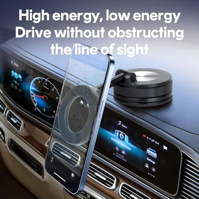 MagSafe Magnetic Car Phone Mount – Super Strong Suction Cup for Dashboard & Windshield – 360° Rotation – Secure Hold for iPhone, Samsung & All Smartphones – One-Hand Use | Fits All Cars