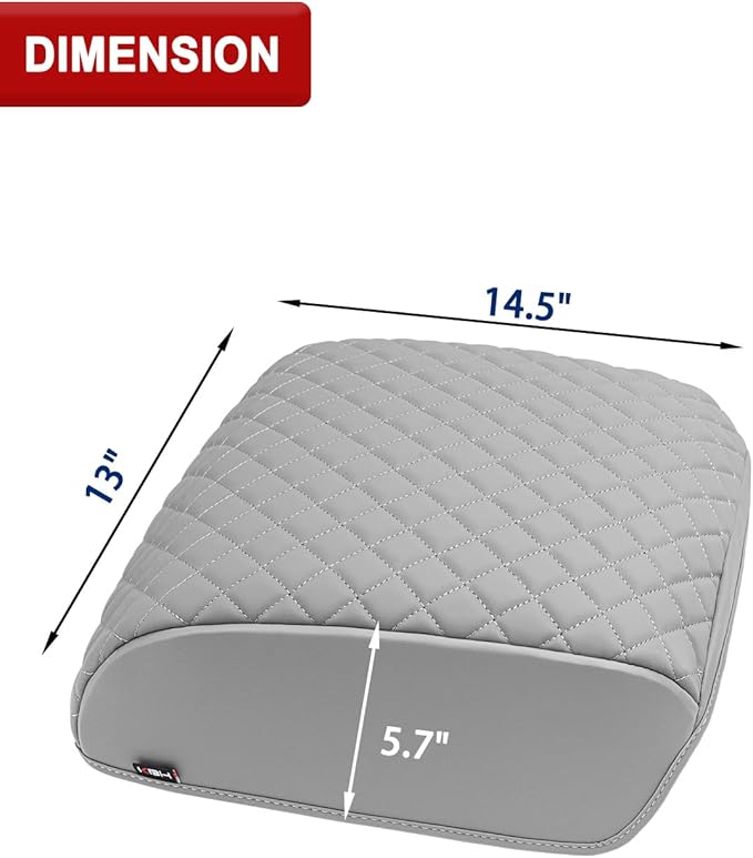 KBH Center Console Armrest Cover for Infiniti QX56 & QX80 2011-2017, Middle Console Lid Cushion Pad, Arm Rest Protective Covering, Vinyl Leather Interior Accessories, Light Gray