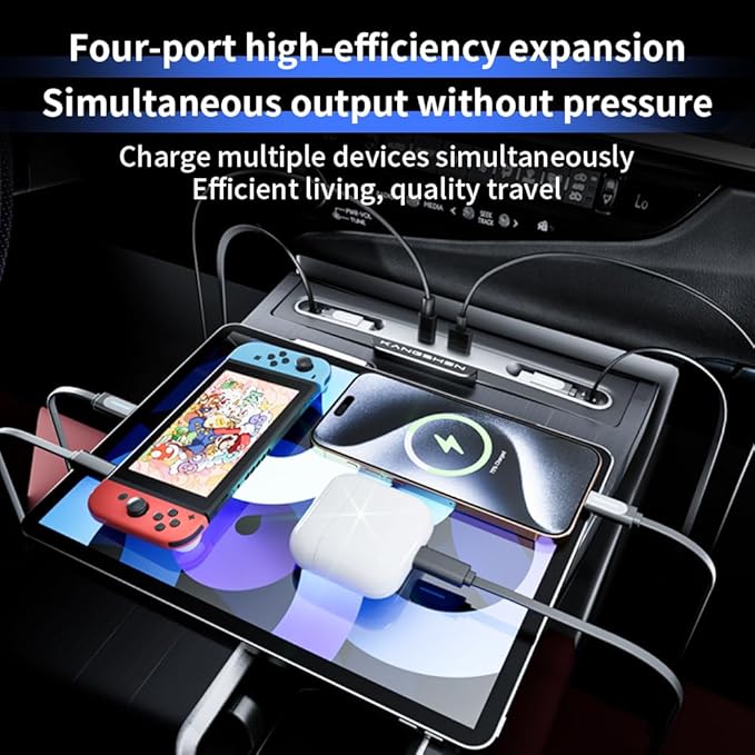 Car USB Hub Docking Station for Lexus ES 2023 2024 2025 ES350 ES300h ES250 Type-C Fast Charger Auto Interior Centre Console Accessories Cigarette Lighter Decoration Phone Wireless Charging Adapter