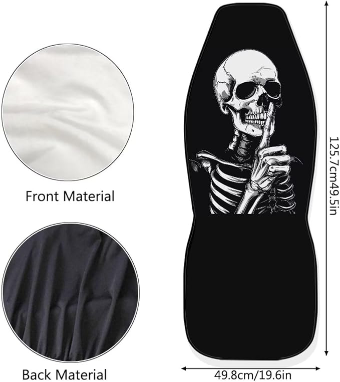 ELEQIN Goth Skull Universal High Back Fashion Car Seat Covers for Car Truck Suvs,sedans,Vehicles,Airbag Compatible Front Car Seat Covers 2 Pack