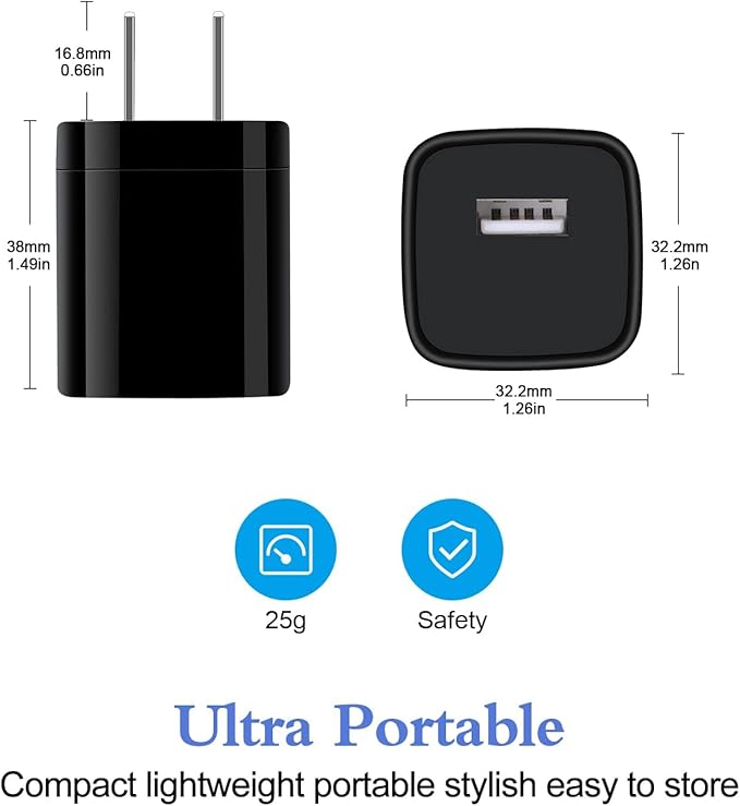 Single Port Charging Block, 4Pack 1A/5V Black Wall Charger Box USB Charging Plug Cube Brick for iPhone 17 16 Pro 15 14 Pro Max 13 12 Plus,Samsung Galaxy S25 S24 S23 A15 A14,Moto,Android Phone Chargers