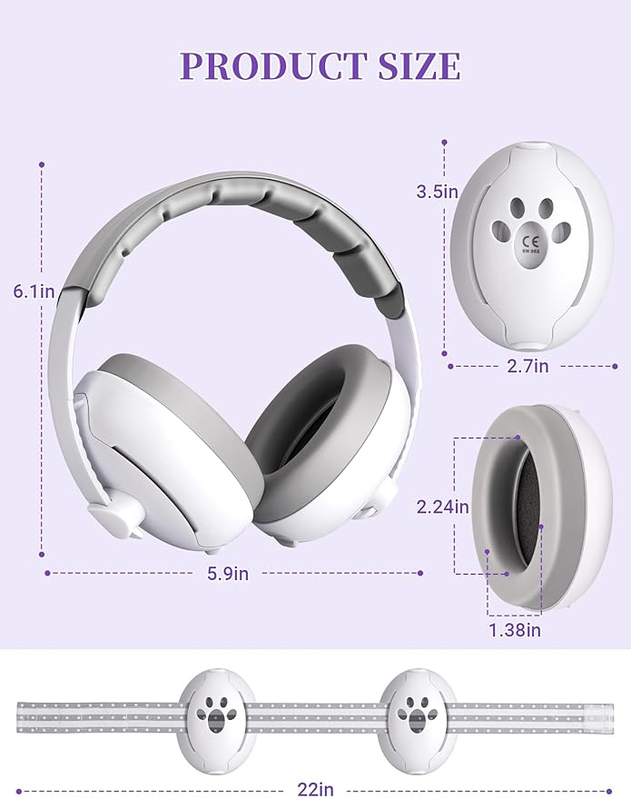 Baby Headphones for Noise, 2-in-1 Baby Ear Muffs Noise Protection for Ages 0-48 Months