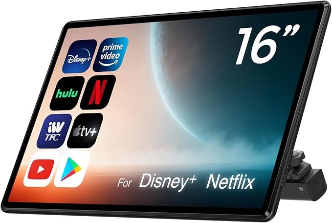 16 inch Android 13 Car Headrest Monitor Screen Car TV Entertainment System for Cars Backseat,Support Phone Wireless Mirroring Sync Screen WiFi HDMI Bluetooth USB SD Video Player 4G+64G (16" 4+64 1pcs)