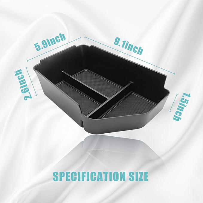 BestEvMod Center Console Organizer Compatible with 2025 2022-2024 Kia EV6 Accessories Tray Interior Accessories Armrest Storage Box ABS Material with PVC Trim (Middle Organizer)