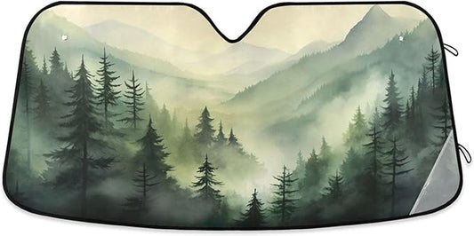 xigua Mountain Forests Car Windshield Sunshade Foldable Front Window Sun Visor Protector for Car,SUV,Truck - Keep Vehicle Cool,55 x 27.6 Inch