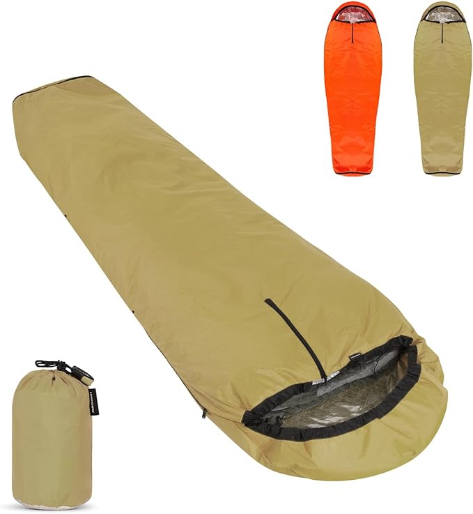 Emergency Sleeping Bag Thermal Bivvy, Lightweight Survival Sleeping Bags Thermal Bivy Sack Portable, Compact, Waterproof, Reusable for Camping, Hiking, Outdoor, Activities