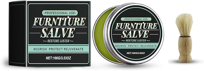 Furniture Salve with Brush, Furniture Repair Salve & Brush Set - Furniture Polisher Cleaner and Conditioner 4OZ for Leather Couch, Furniture, Home, Sofa, Car Seats